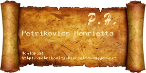 Petrikovics Henrietta névjegykártya