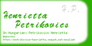 henrietta petrikovics business card